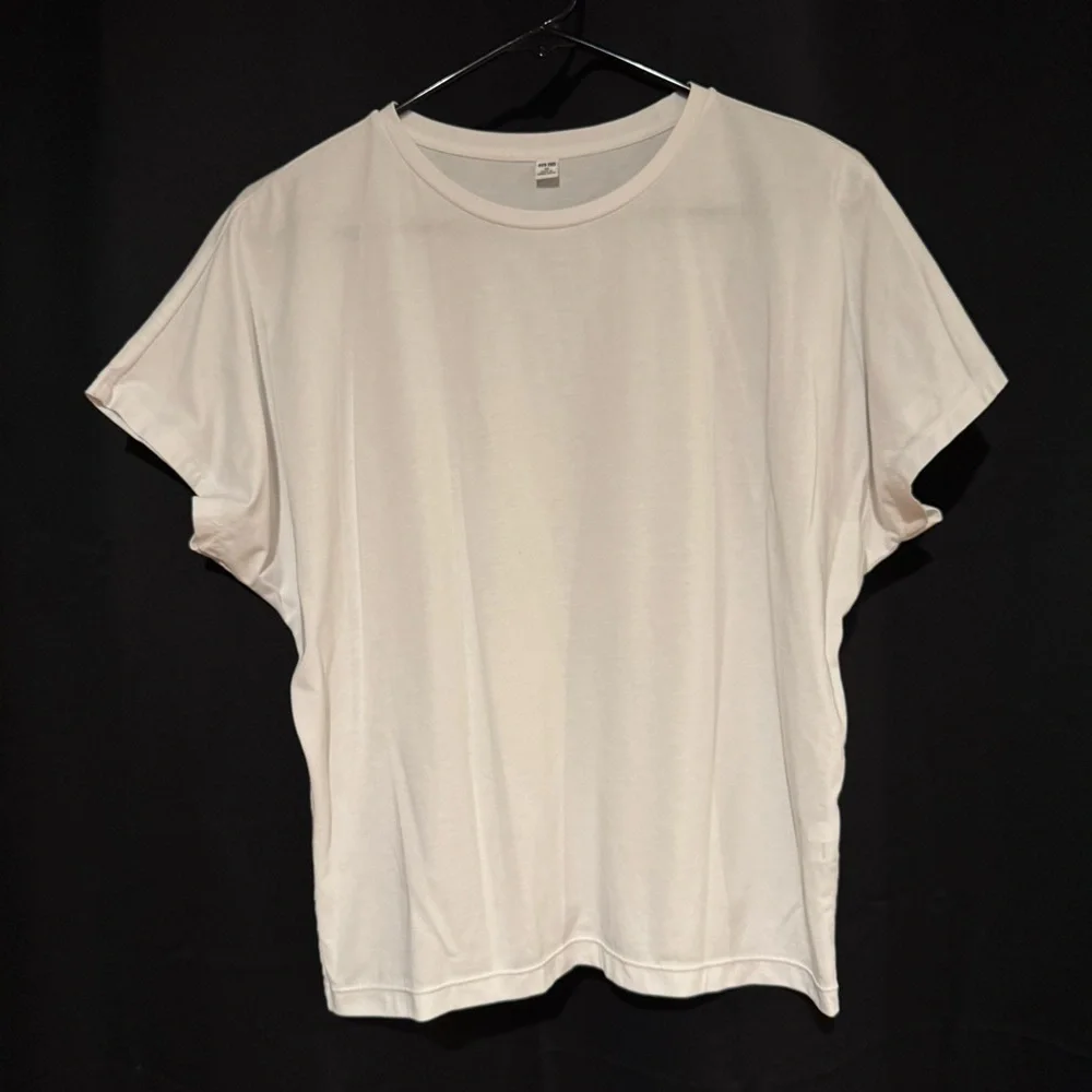 Uniqlo Airism Drape T-Shirt, Short Sleeve Top, White, XS - Picture 3 of 16